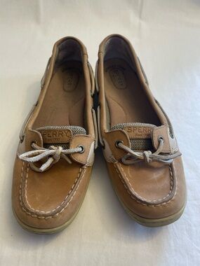 Sperry Top-Sider Angelfish Boat Shoes Leather Nautical Linen/Oat Women’s 9M